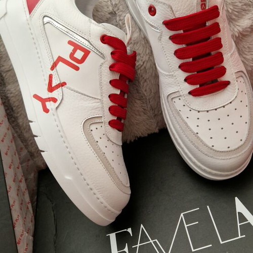 Play off leather athletic shoes, size 37, white and red