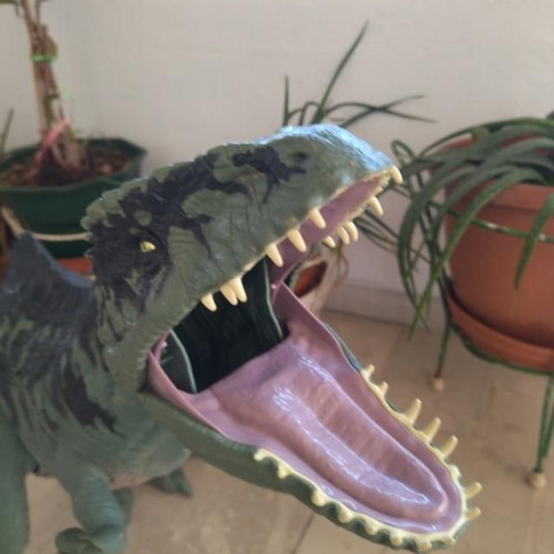 Jurassic World Mattel Dinosaur Figures used, 1 meter Tyrannosaurus and Gigantosaurus