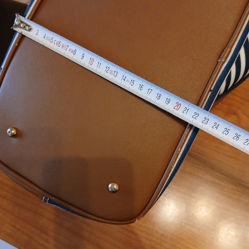Verde beach bag, expandable with bottom zipper, white and blue