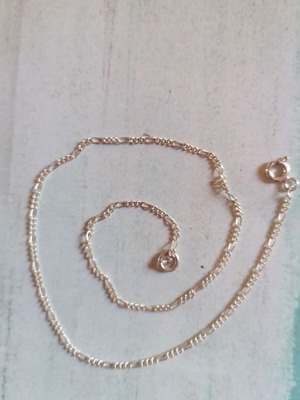 925 Silver Figaro Chain Anklet new, 25 cm