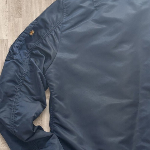 Alpha Industries MA-1 Bomber Jacket size M like new, navy blue with orange lining