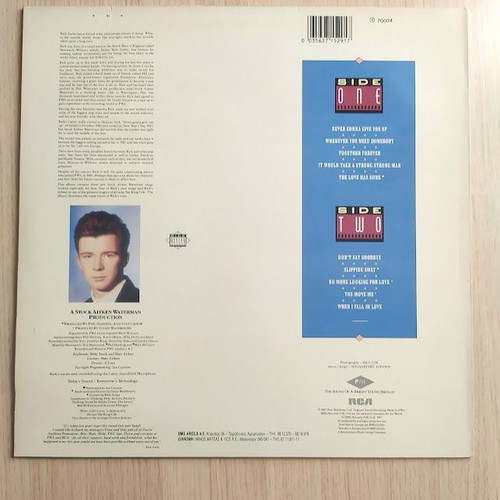 Rick Astley Whenever You Need Somebody LP винил като нов, поп