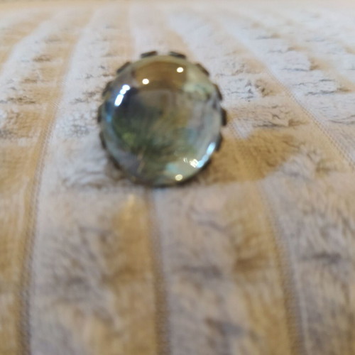 Metal adjustable ring bronze with palm leaf design new