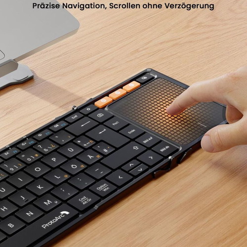 ProtoArc XK01 TP Foldable Bluetooth Keyboard with Touchpad and Leather Case new