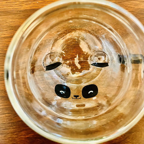 Double-Walled Glass Mugs Panda & Cat Set of 2, like new, aesthetic