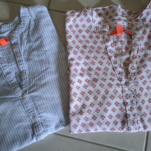 Mango women's shirt used, size M, long sleeve, white and blue