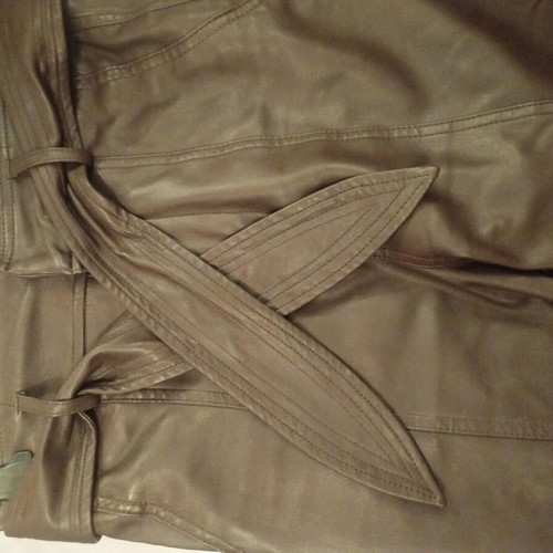 High-waisted BSB faux leather pants brown like new