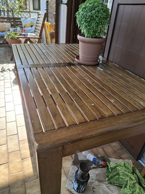 Teak wood table like new with minor oil wear 80×148