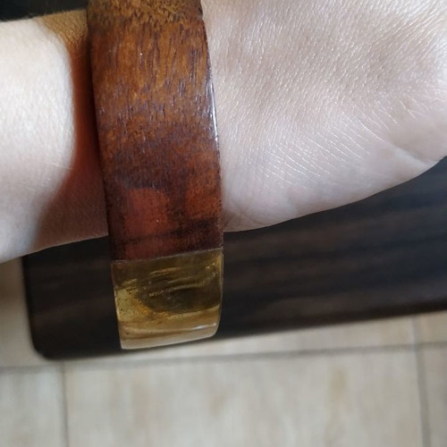 Wooden bracelet used, made of solid wood