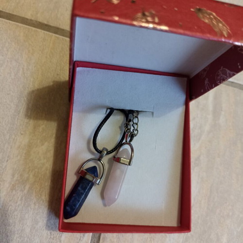 Abysse precious stone necklaces for man and woman, blue and pink