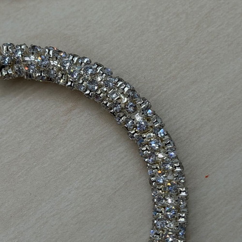 Hoop earrings with rhinestones like new, silver color