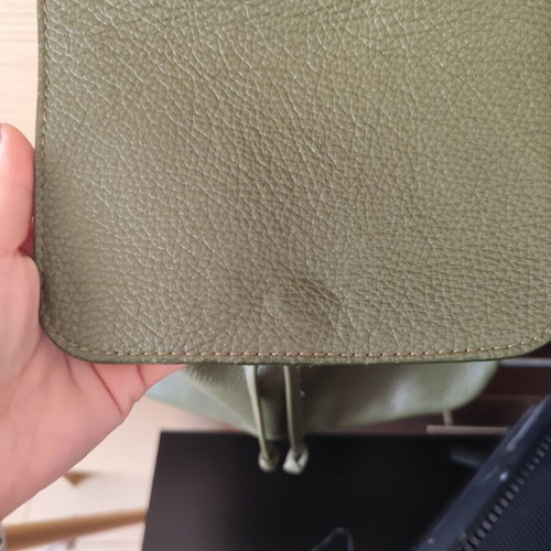 Italian medium leather backpack, soft green leather
