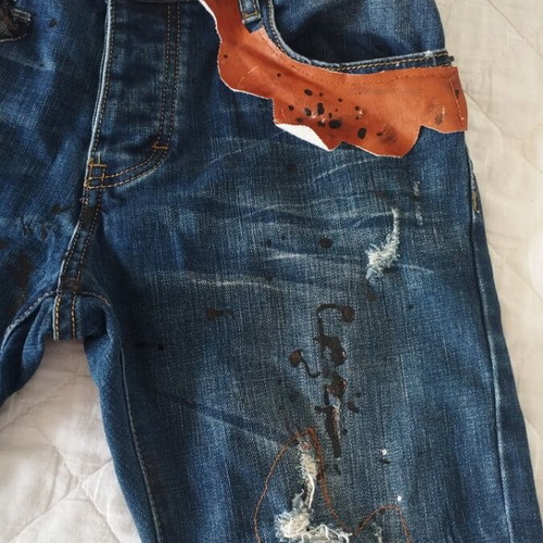 Jeans with handmade details medium, like new, blue