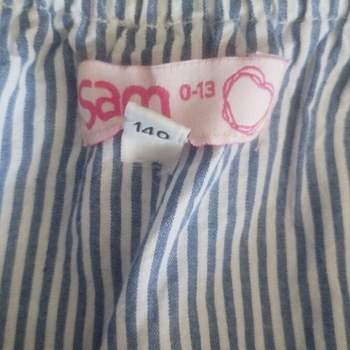 Sam 0 13 girl shirt size 140 used, white and blue