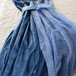 Curtains set of 4 like new, blue razmir and light blue georgette