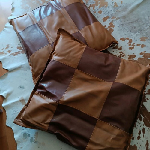 Techno leather brown-chocolate pillows new, stylish for decoration