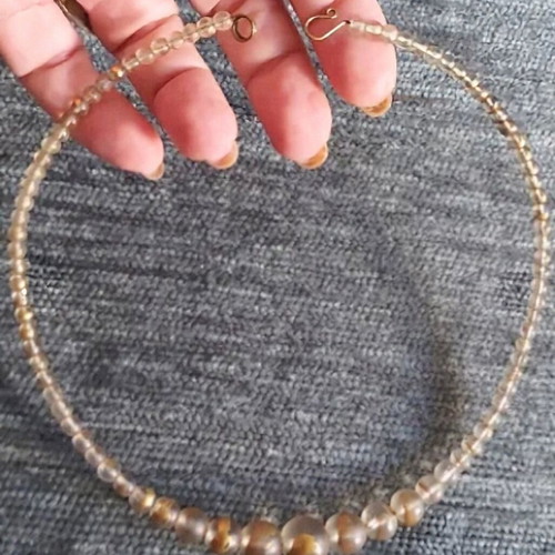 Murano Bead Vintage Choker Necklace used, gold plated, 39.5cm