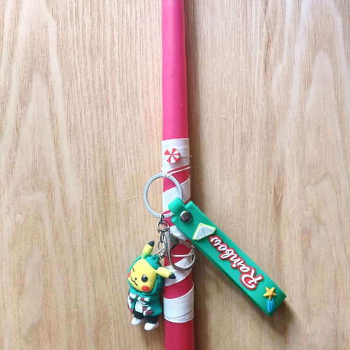 Handmade Pikachu candle red with keychain new