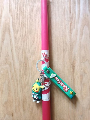 Handmade Pikachu candle red with keychain new