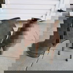  ψηλά μποτάκια γόβες γκρι- μπεζ με φιαπα και λεπτό τακούνι