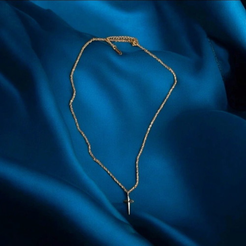 Steel necklace with cross new, hypoallergenic