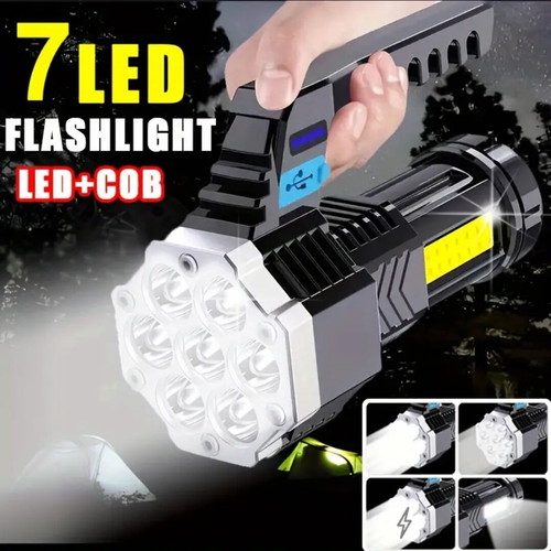 Rechargeable flashlight new with USB, 7 LED and side light