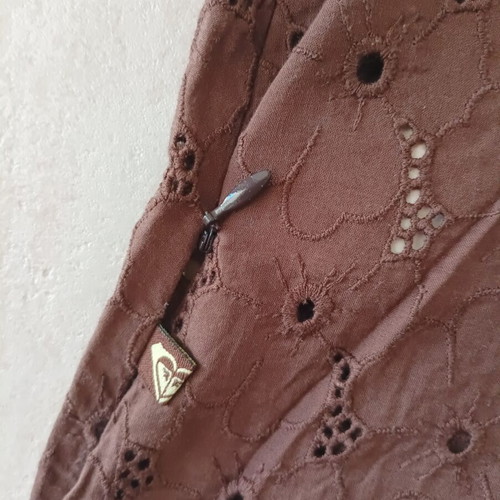 Roxy Quicksilver broderie backless top, brown, size S