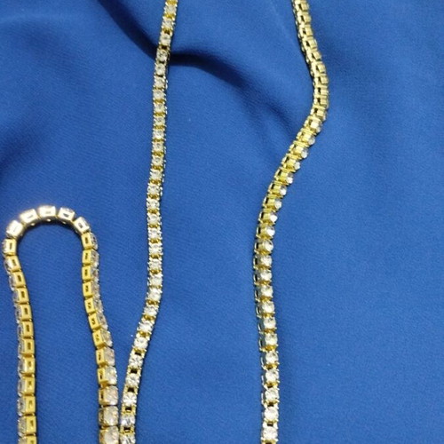 Tennis necklace 55cm gold plated steel new