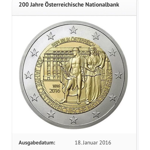 2 Euro Coin 2016 Austria like new