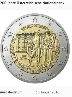 2 Euro Coin 2016 Austria like new