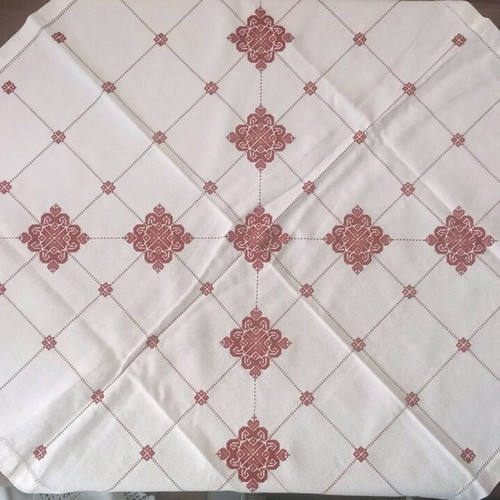 Tablecloth with Byzantine design new, white etamine fabric