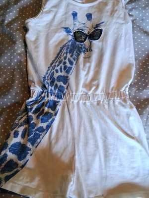 Cotton summer playsuit for 8 years like new with glasses design