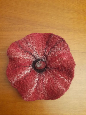 Felt brooch new, handmade red wool