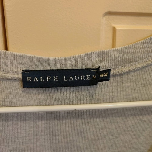 Ralph Lauren T-shirt gray short sleeve with V and fuchsia logo like new