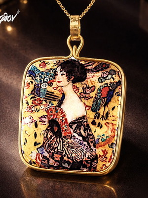 Κολιέ Lady with fun 1917 χειροποίητο, υποαλλεργικό, πολύχρωμο, χρυσαφί