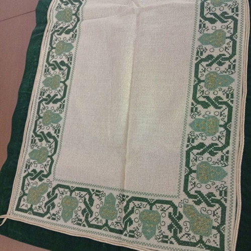 Handmade counted cross-stitch table runner, 43x87 cm