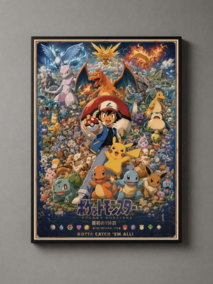 Pokémon framed poster new 30x40 cm