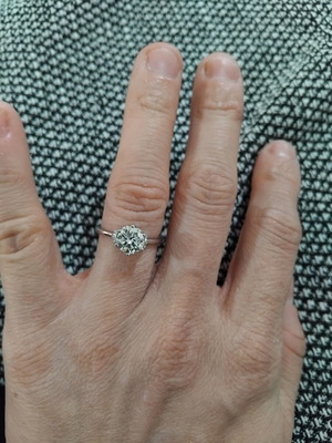 Moissanite ring 1ct with zirconia stones, size 5, new silver