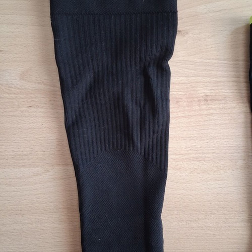 Compression calf sleeves, black with lime green trim, pack of 2