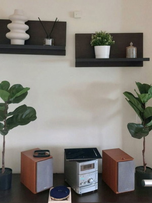 Minimalist Wenge Wall Shelves Set of 2 like new, solid Greek made