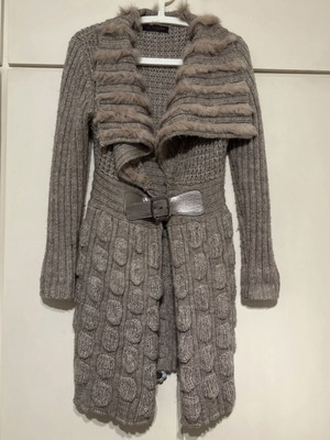 Gianni Rodini Long Cardigan With Fur Used, Size Large