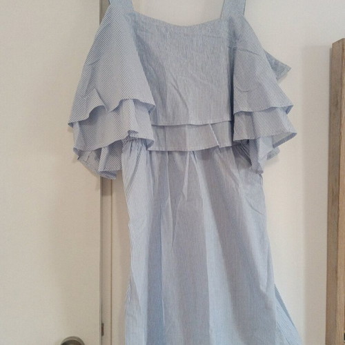 YAS cotton dress medium new, striped light blue shade