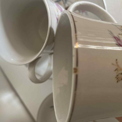 Candia Vintage porcelain coffee cup set of 3 like new with 5 saucers
