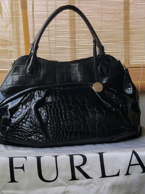 Furla Black Leather Large Handbag Like New
