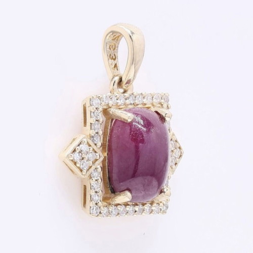 Pendant 14K gold with natural ruby and diamonds HRD Antwerp new