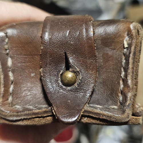 Vintage leather military equipment pouch used