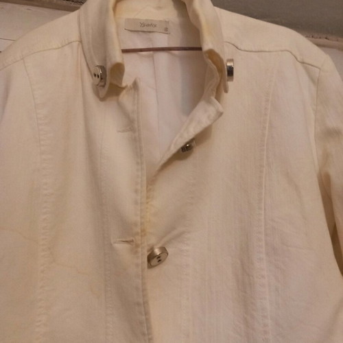 Women's jacket used white cotton with silver buttons