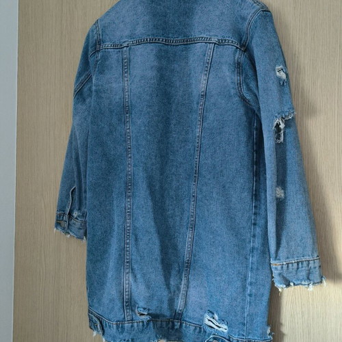 Long women's denim jacket like new, blue