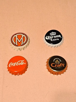 Beer and soda bottle caps, pack of 6, like new