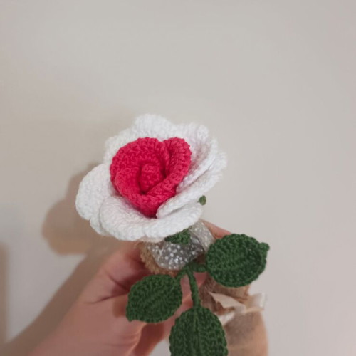 Crocheted Rose handmade, 100% cotton yarn